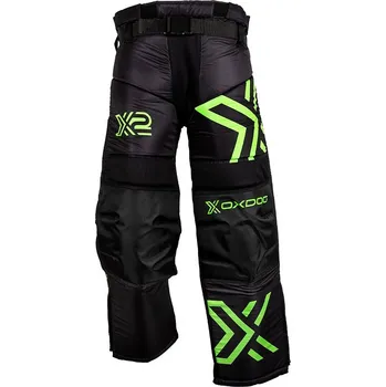 Florbalový dres Oxdog brankářské kalhoty X2 Goalie Pants JR Black/Green vel. 130/140