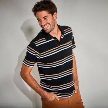 Pruhované polo tričko s krátkými rukávy černá 87/96