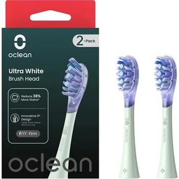 Náhradní hlavice k elektrickému kartáčku Oclean náhradní hlavice Ultra White, UW01 - 2 ks, zelené 6970810553529