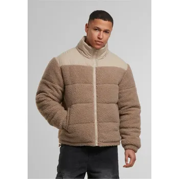 Pánská bunda Fabric Mix Teddy Puffer Jacket - darktaupe XXL