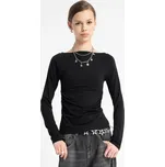 Reporter Young | Dívčí černá halenka s dlouhými rukávy a řasením v pase - Barva ČERNÁ, Velikost 170 253-0442G-42-100-1