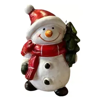 Vánoční dekorace Dekorace - Sněhulák se stromkem keramika 13cmx8