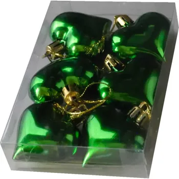 Vánoční dekorace Vánoční ozdoby srdce 5 cm sada 6 ks zlaté matné Varianta: tmavě zelené lesklé