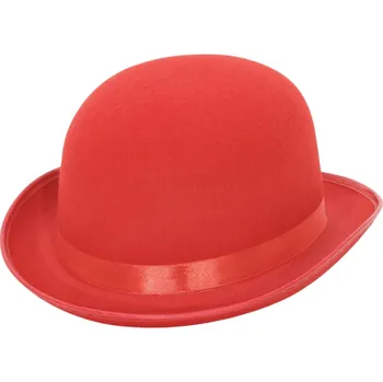 Klobouk Elegantní buřinka z polyesteru 58 cm Obvod hlavy Stylový klobouk s krempou 4,5 cm Výška 12 cm Kostýmní a společenský doplněk červená