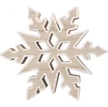 Vánoční dekorace Vločka dřevo béžová pr. 15cm