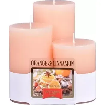 Vánoční dekorace Svíčka COOKIES WINTER d6x7,5/10/12,5cm 3ks Pomeranč a skořice