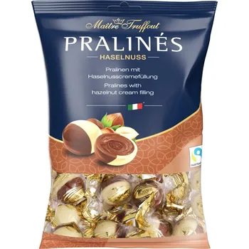 Cukrovinka Maitre Truffout Truffout Pralinky z mléčné a bílé čokolády s lískooříškovou náplní 125g - originál z Německa