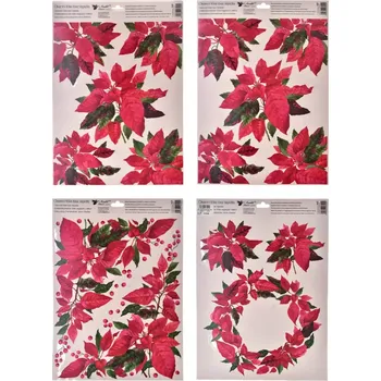 Okenní dekorace Fólie okenní - vánoční růže 30x42cm 4ASS