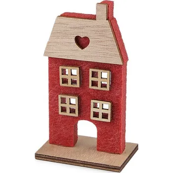 Vánoční dekorace Dřevěný domeček - 6 červená