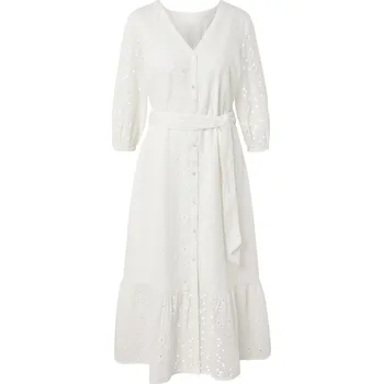 Dámské oblečení 703618 - Tchibo - Košilové šaty s ažurovou výšivkou - pro ženy - vel. 48 - barva: bílá
