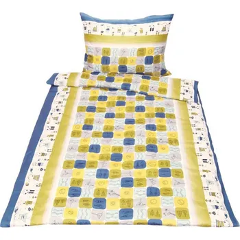 Povlečení KNITVA Dětské bavlněné povlečení FRIENDS modro-žluté 140/200 + 70/90