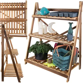 Květináč Verk Květináč vysoký stojící dřevěný záhon 3patrová knihovna