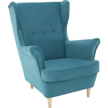 Obývací stěna Křeslo ušák, petrolejová/buk, RUFINO 3 NEW