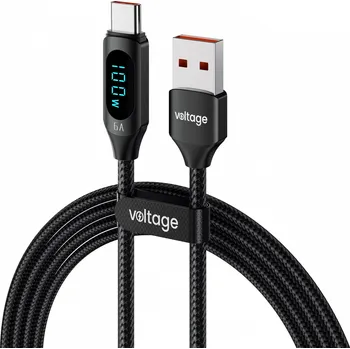 Datový kabel VOLTAGE Napěťový kabel USB-A / USB-C PowerDisplay 66W 100cm černý