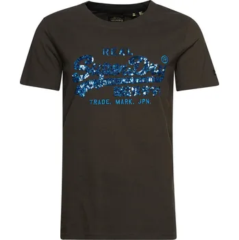 Dámské tričko Dámské Tričko s krátkým rukávem SUPERDRY VINTAGE LOGO EMBELLISHED T-SHIRT W1011143A06A – Černá XL