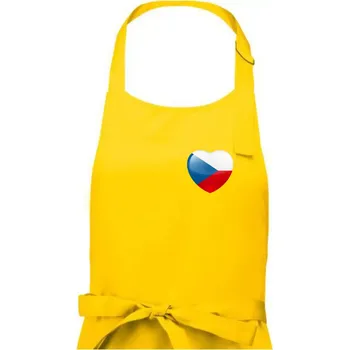 Kuchyňská zástěra Česká vlajka srdce - pravé prso - Pánská zástěra na vaření - Univerzální velikost ( Žlutá )