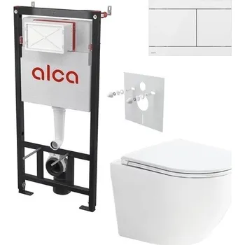 Alcadrain Set modulu do sádrokartonu, WC Urban Vort, sedátka a tlačítka nerez bílá FUN-WHITE