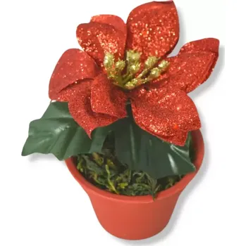 Vánoční dekorace Dekorace - Hvězda vánoční v obalu 1 květ 15cm třpyt