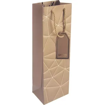 Dárková taška Taška dárková na víno mřížka 12x9x36 cm zlatá