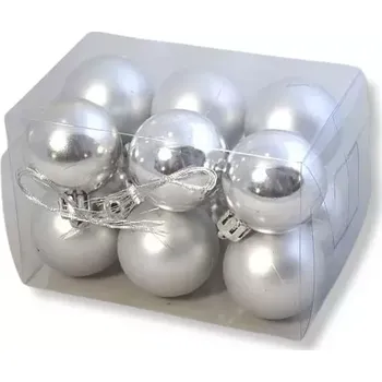 Vánoční ozdoba Dekorace Koule vánoční 5cm, 12ks stříbrná
