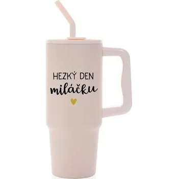 HEZKÝ DEN MILÁČKU - růžový cestovní termohrnek 900 ml