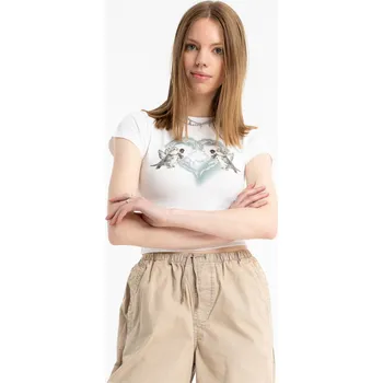 Dívčí tričko Reporter Young | Dívčí bílá halenka SUPER SLIM s potiskem dvou koťátek s křídly - Barva BÍLÁ, Velikost 152 253-0440G-29-200-1