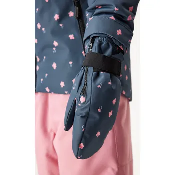Rukavice Dětské zimní rukavice UNUO Polar, Černá, Květiny Velikost: S