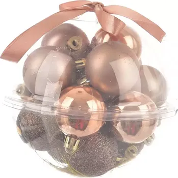 Vánoční ozdoba Ozdoba koule UH barva měděná 14 ks pr. 4 cm