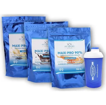 Protein Fit Sport Nutrition 3x Maxi Pro 90% 750g + šejkr Fitsport Vanilla + DÁREK