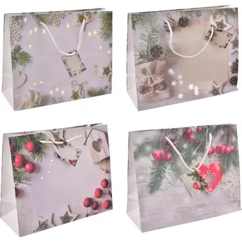 Dárková taška Taška dárková vánoční jmenovka 32x13x26 cm 4ASS