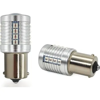 Autožárovka p21W LED BA15S 12-24V CANBUS žárovka 2000lm červená motoLEDy 1141