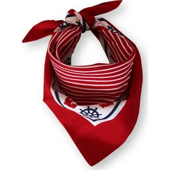 ETEX Dětský bavlněný šátek 55 x 55 cm - červený s kotvami