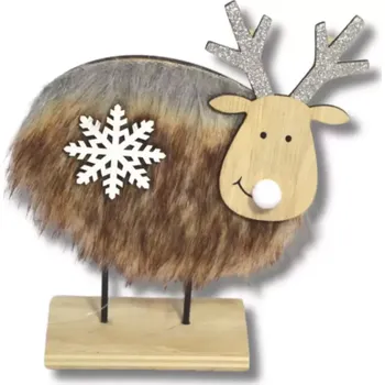 Velikonoční dekorace Dekorace - Sob srst na podstavci hnědý 14x16cm