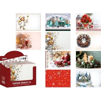 Obálka MFP paper Obálka barevná vánoční s potiskem C6 mix 100ks 5550381