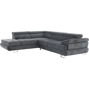 Obývací stěna Sedací souprava, šedá, látka, levá, BUTON P