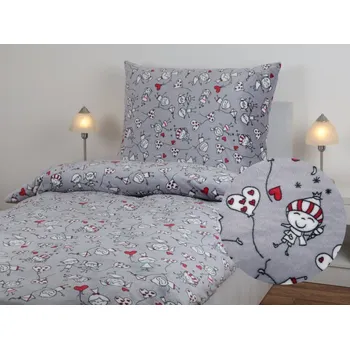 Povlečení Hebké povlečení z mikroplyše (flanel fleece) - srdíčka
