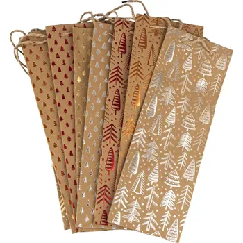 Dárková taška Taška dárková na lahev vánoční 10x10x35 cm 8ASS