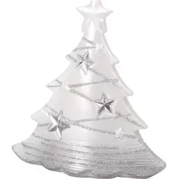 Vánoční dekorace Svíčka ván.Stromek s hvězdami bílá