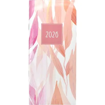 Diář Diář měsíční 2026, růžový s listy