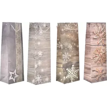 Dárková taška Taška dárková vánoční na lahev 12x9x36 cm 4ASS