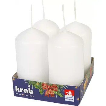 Vánoce Svíčka adventní válec 40x60mm 4ks bílá