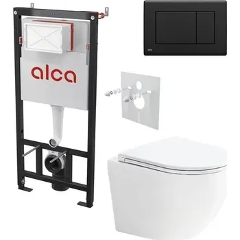 Alcadrain Set modulu do sádrokartonu, WC Urban Vort, sedátka a tlačítka černá mat M278