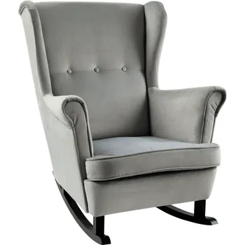 Obývací stěna Houpací křeslo ušák, světle šedá/černá, TEJA