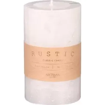 Vánoční dekorace Svíčka rustik METALIC VÁLEC d7x12cm bílá