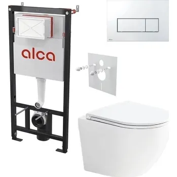 Alcadrain Set modulu do sádrokartonu, WC Urban Vort, sedátka a tlačítka chrom lesk M571