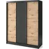 Šatní skříň Eltap Esville III 180 cm matně černá/dub artisan