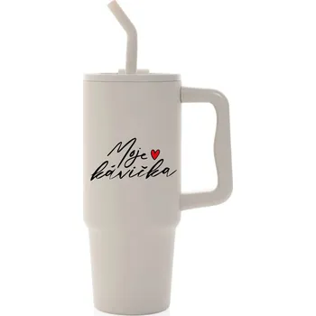 MOJE KÁVIČKA - béžový cestovní termohrnek 900 ml
