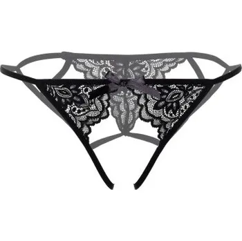 Daring Intimates Inez Strappy Crotchless Bikini Black, L/XL