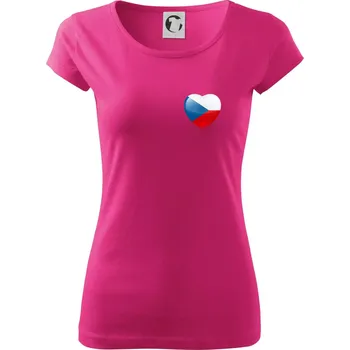 Dámské tričko Česká vlajka srdce - pravé prso - Dámské triko Pure - XS ( Purpurová )