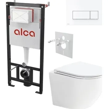 Alcadrain Set modulu do sádrokartonu, WC Urban Vort, sedátka a tlačítka bílá lesk M570